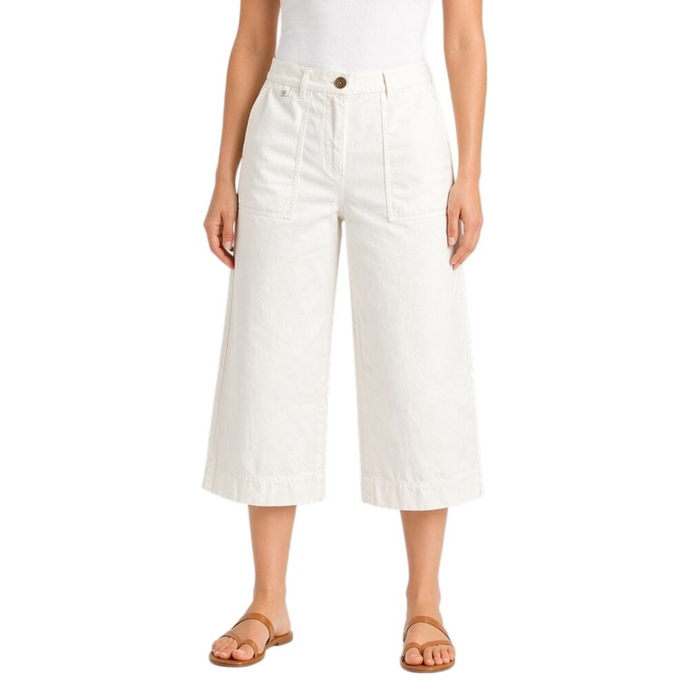 Lauren Ralph Lauren Petite Wide Leg Cropped Cotton Chino Pants Culottes 2P White - Picture 1 of 14